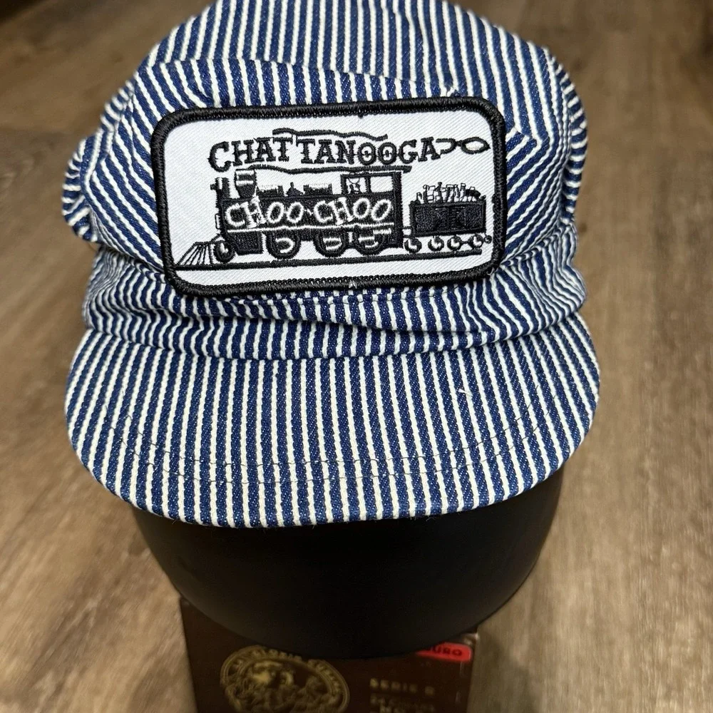 Vintage 80s‎ Chattanooga Tennessee Conductor Snapback Youth Kids Hickory Stripe